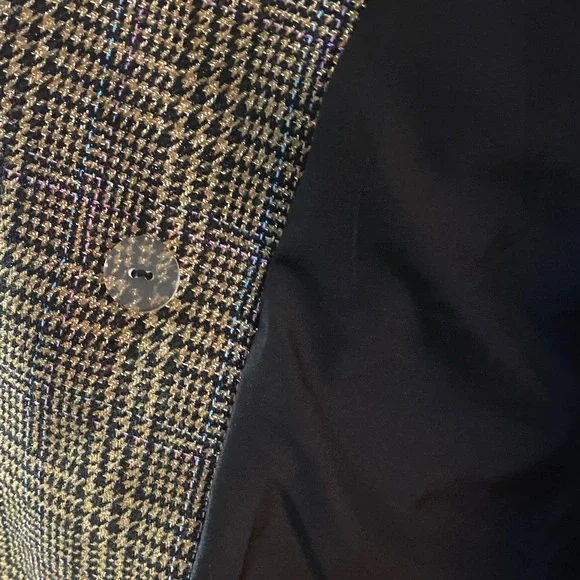 Nine West Brown Plaid Blazer with Gold Buttons - Picture 12 of 14